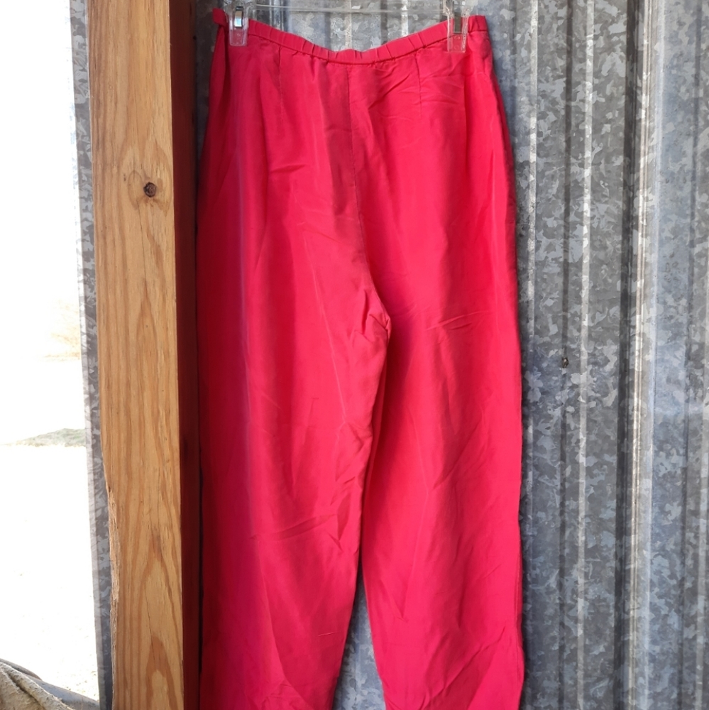 VINTAGE 60's Silk High Waisted Pleated Pants - Picture 15 of 15
